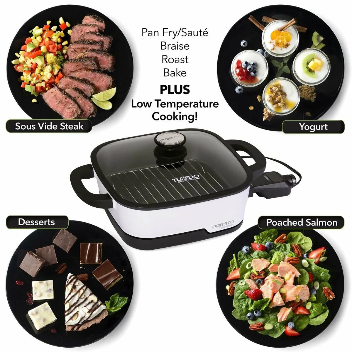 Presto® 12" Precise Tuxedo Digital Precision Skillet Multi Cooker - Image 5
