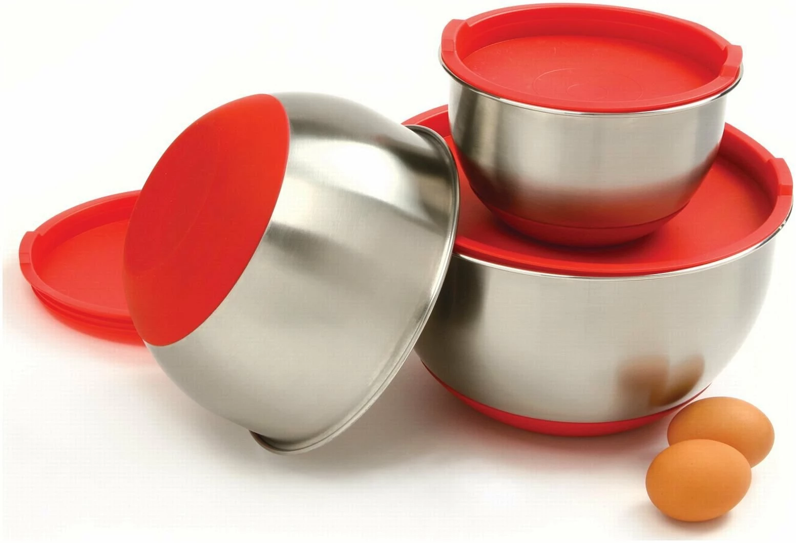 Norpro Stainless-Steel Mixing Bowl Set W/ Lids - 3 Pcs - Image 2