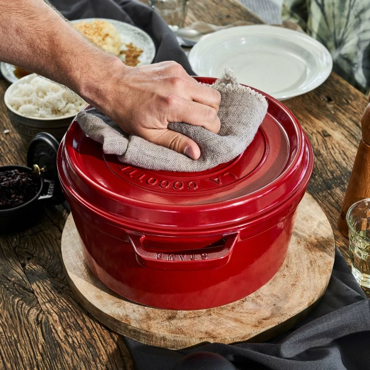 Staub 7 Qt. Round Cocotte/Dutch Oven | Cherry Red - Image 5