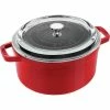 Staub 4 Qt. Round Cocotte/Dutch Oven With Glass Lid | Cherry Red