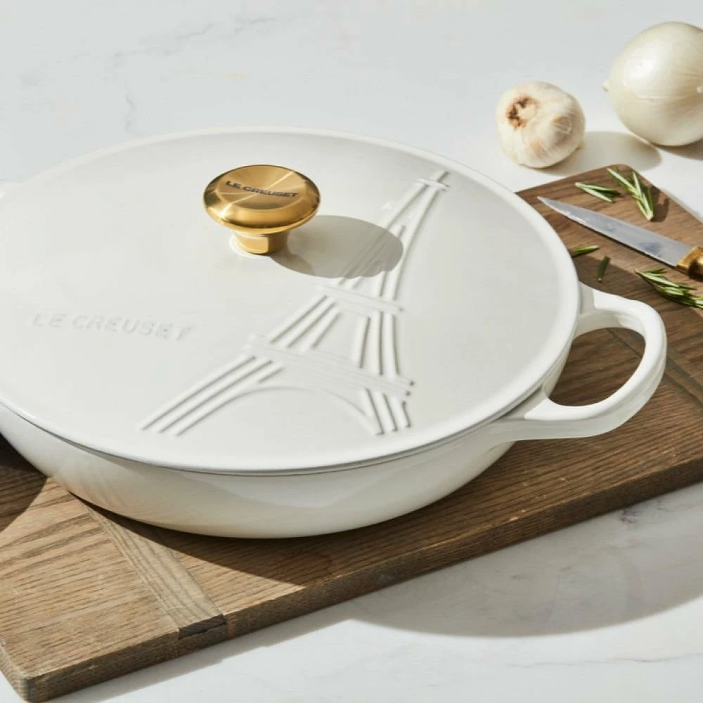 Le Creuset 3.5Qt Signature Braiser Eiffel Tower Collection | White - Image 5