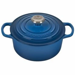Le Creuset 2 Qt. Round Signature Cast Iron Dutch Oven With Stainless Steel Knob | Marseille Blue