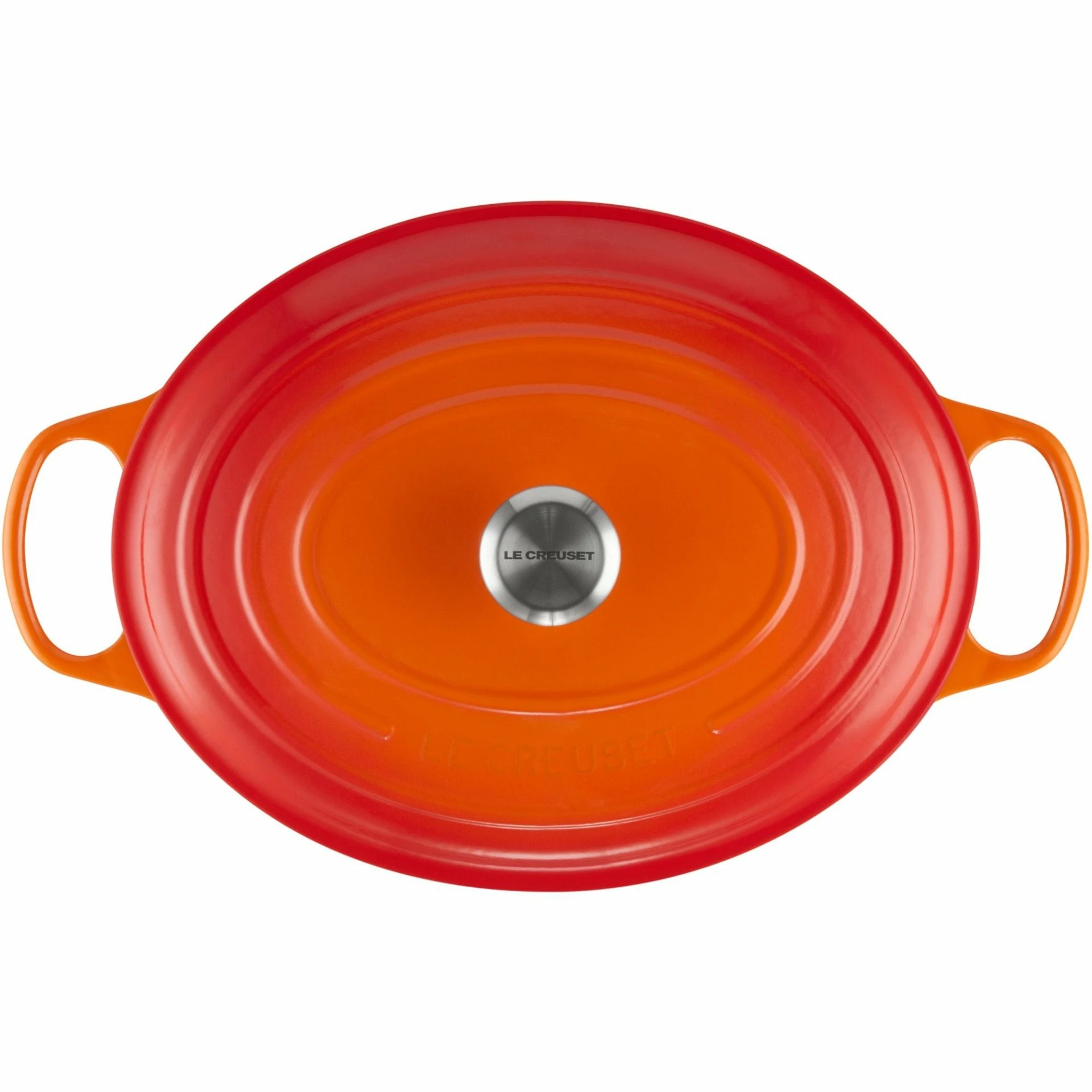 Le Creuset 9.5 Qt. Oval Signature Dutch Oven With Stainless Steel Knob | Flame Orange - Image 3
