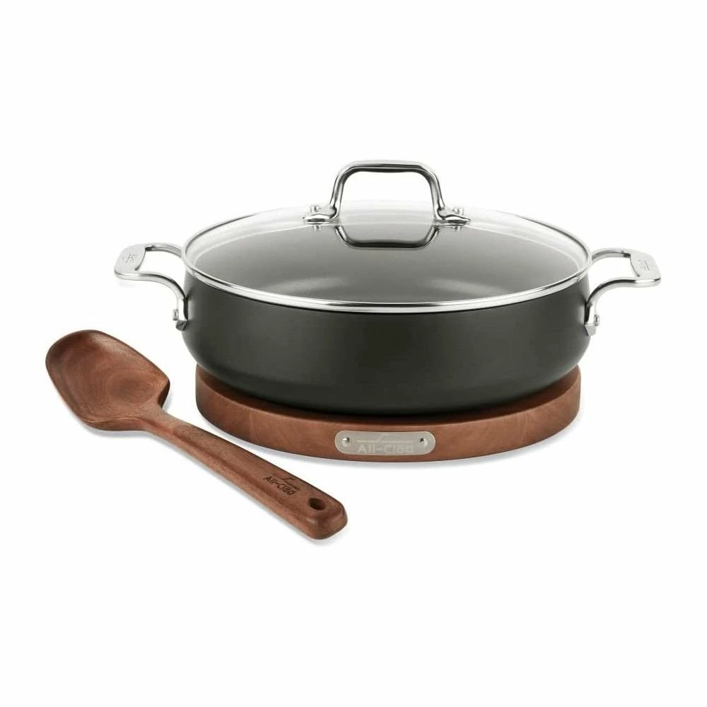 All-Clad HA1 Hard Anodized Nonstick 6 Qt. Dutch Oven With Acacia Wood Trivet & Spoon
