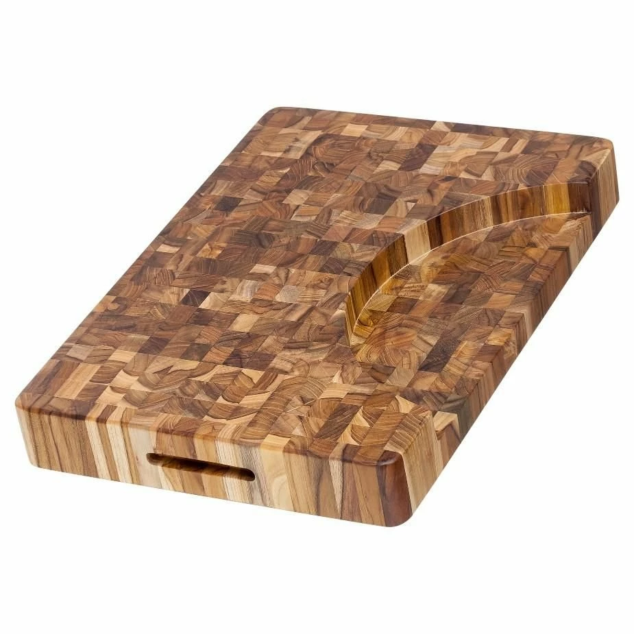 TeakHaus End Grain Butcher Block W/Hand Grip + Bowl Cut Out (Rectangle) | 20" X 14" X 2.5" - Image 2