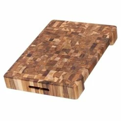 TeakHaus End Grain Butcher Block W/Hand Grip + Bowl Cut Out (Rectangle) | 20" X 14" X 2.5"