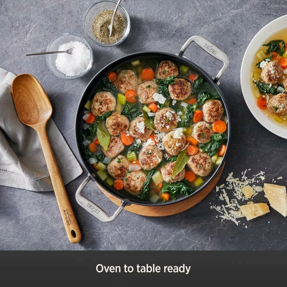 All-Clad HA1 Hard Anodized Nonstick 6 Qt. Dutch Oven With Acacia Wood Trivet & Spoon - Image 4