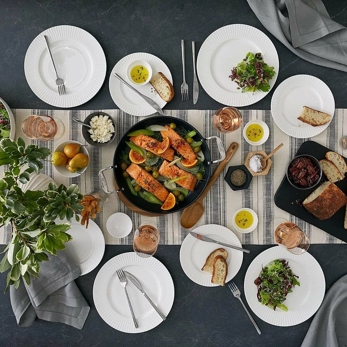 All-Clad HA1 Hard Anodized Nonstick 6 Qt. Dutch Oven With Acacia Wood Trivet & Spoon - Image 6