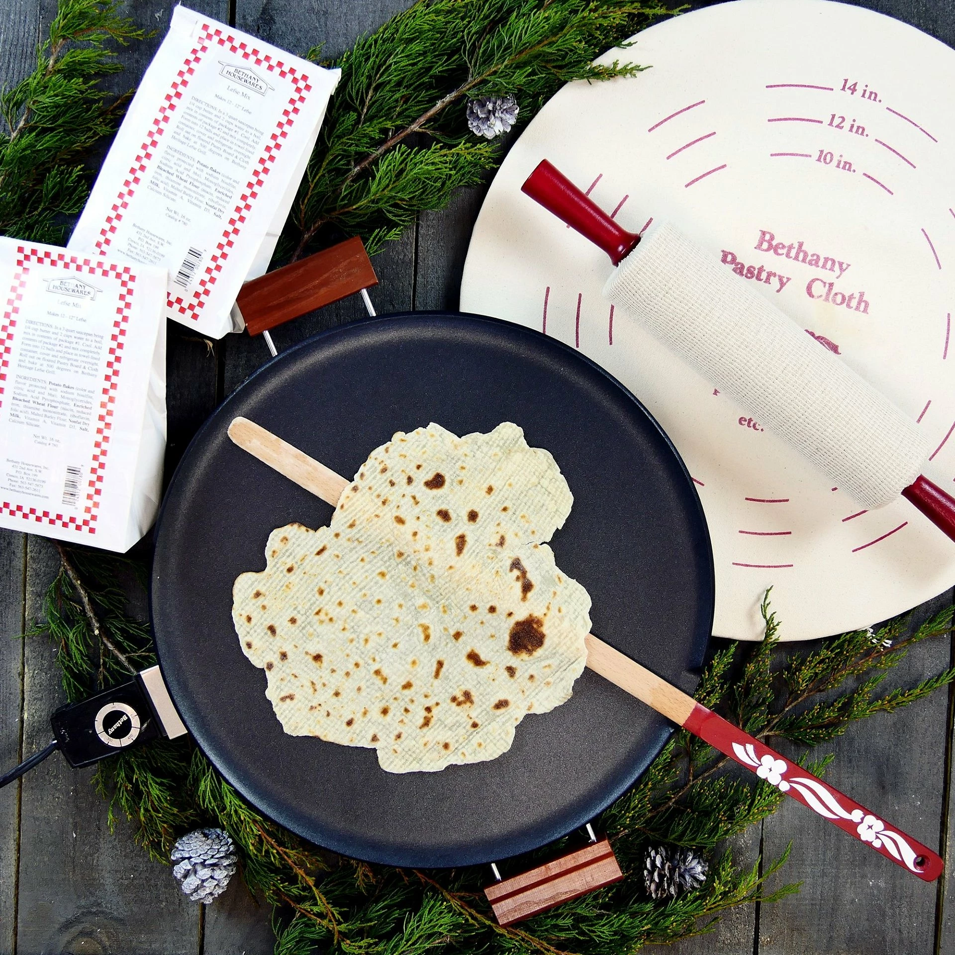 Bethany Housewares Silverstone Lefse Griddle + Starter Kit