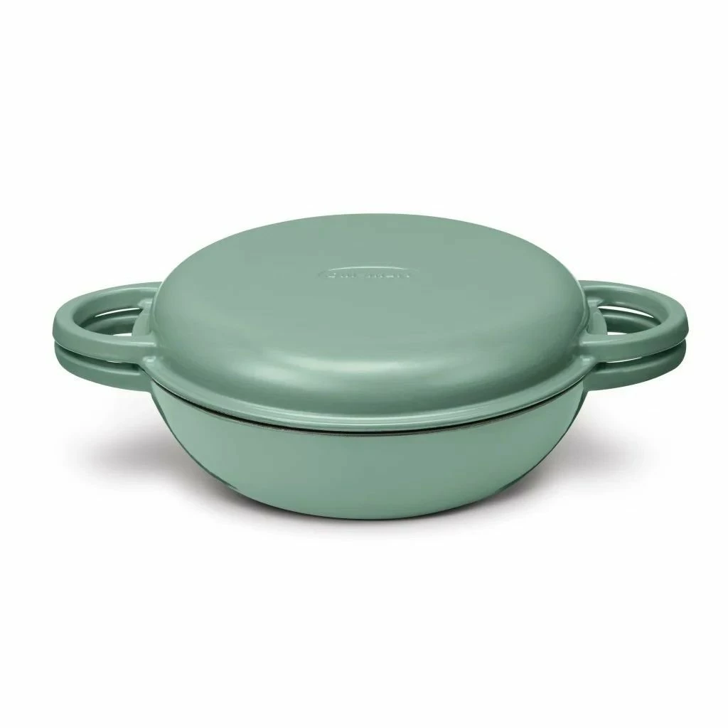 Cuisinart Chef's Classic Enameled Cast Iron 2-in-1 Multipurpose Set | Sage Green - Image 3