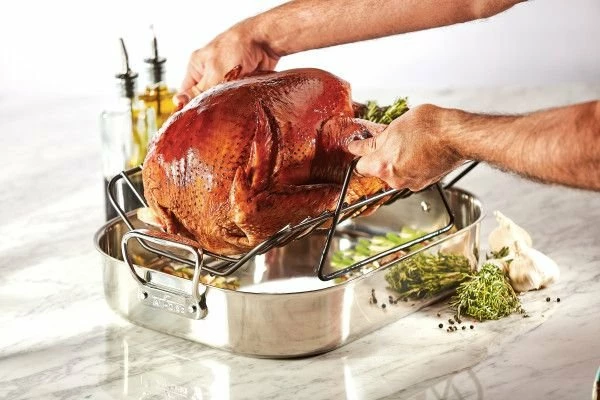 All-Clad Stainless Steel Roaster With Rack | Large - 16" X 13" - Image 9