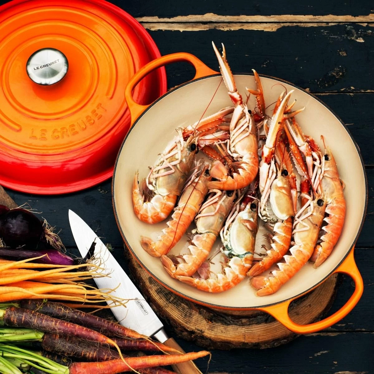 Le Creuset 3.5 Qt. Signature Enameled Cast Iron Braiser With Stainless Steel Knob | Flame Orange - Image 6