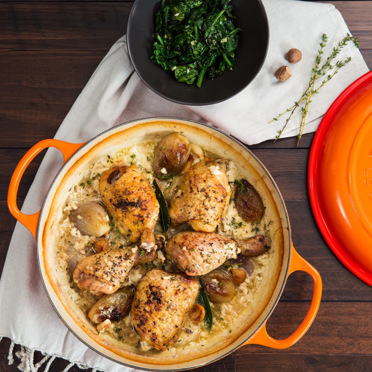 Le Creuset 2.25 Qt. Signature Enameled Cast Iron Braiser With Stainless Steel Knob | Flame Orange - Image 5