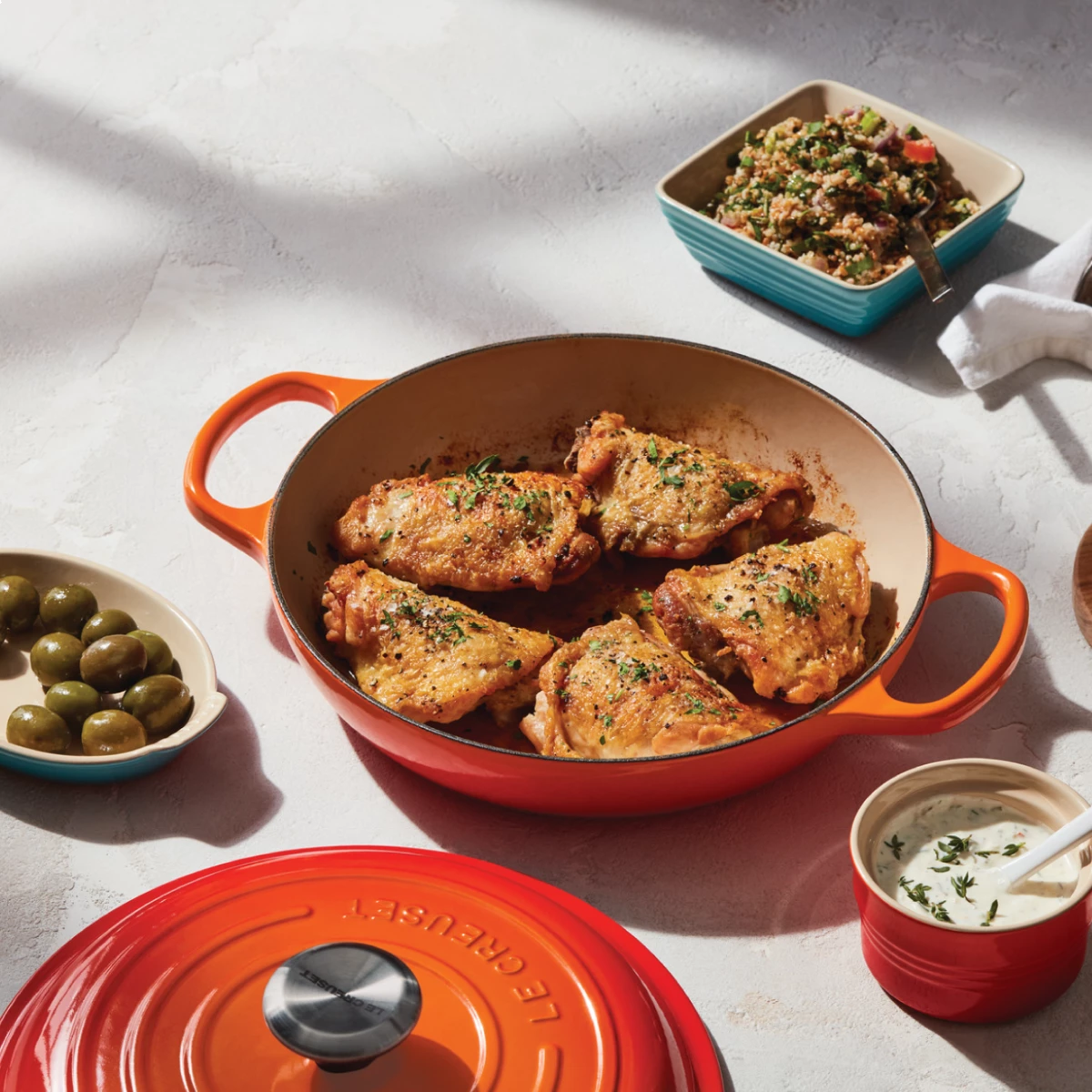 Le Creuset 2.25 Qt. Signature Enameled Cast Iron Braiser With Stainless Steel Knob | Flame Orange - Image 7