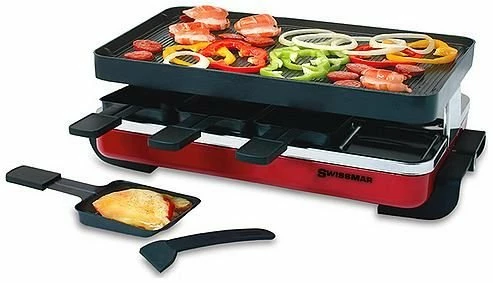 Swissmar Classic Raclette Grill - Red Non-Stick Reversible - 8 Person - Image 2