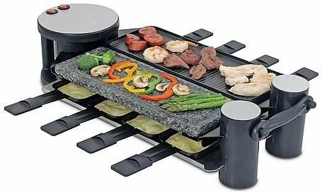 Swissmar Swivel Raclette Grill - 1 Non-Stick & 1 Hot Stone Surface- 8 Person