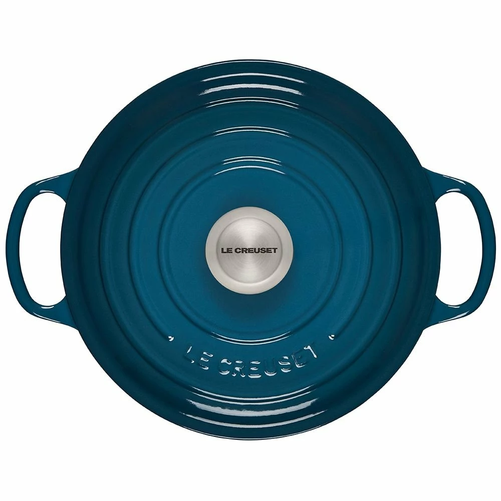 Le Creuset 4.5 Qt. Round Signature Dutch Oven With Stainless Steel Knob | Deep Teal - Image 3