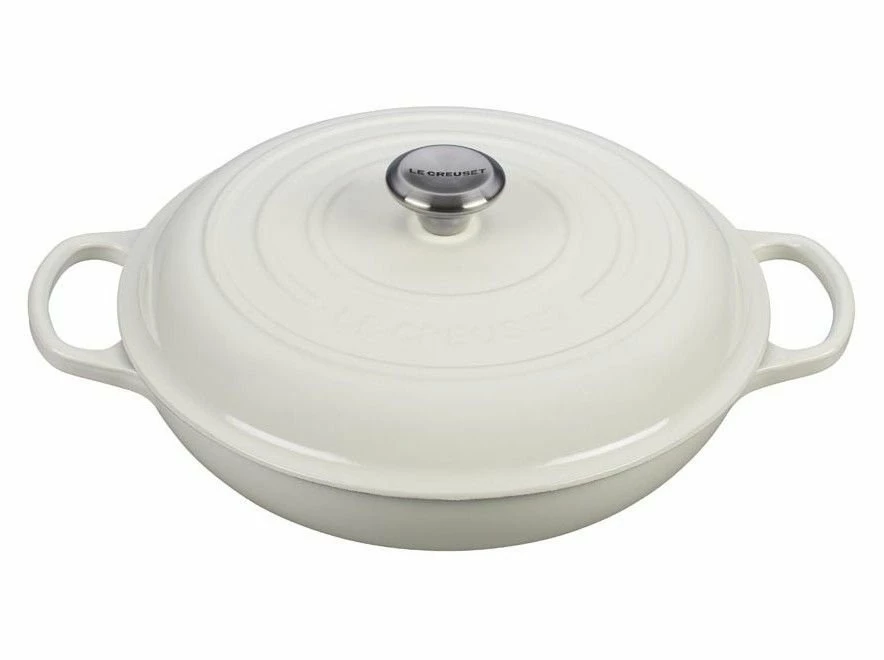 Le Creuset 3.5 Qt. Signature Enameled Cast Iron Braiser With Stainless Steel Knob | White