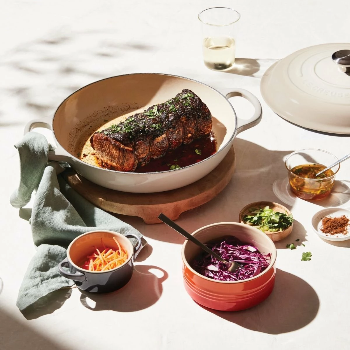 Le Creuset 3.5 Qt. Signature Enameled Cast Iron Braiser With Stainless Steel Knob | Meringue White - Image 2