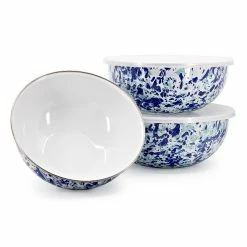 Golden Rabbit Enamelware Mixing Bowls With Lids - Set Of 3 | Ocean