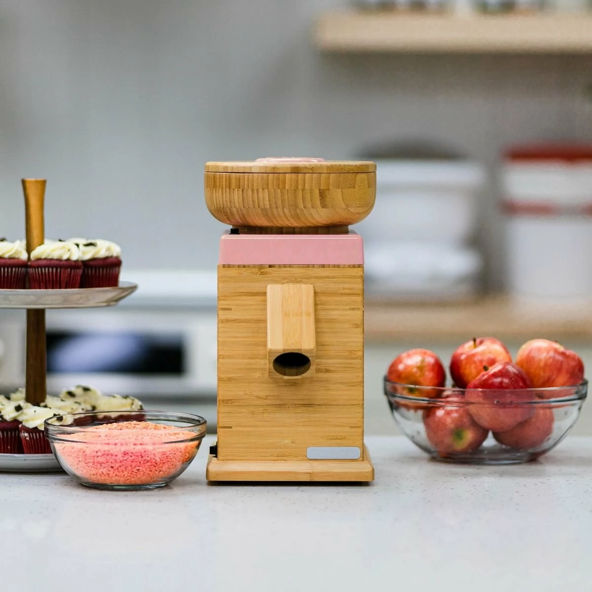 NutriMill Harvest Grain Mill | Pink + Cutting Board & Canister Bundle - Image 5