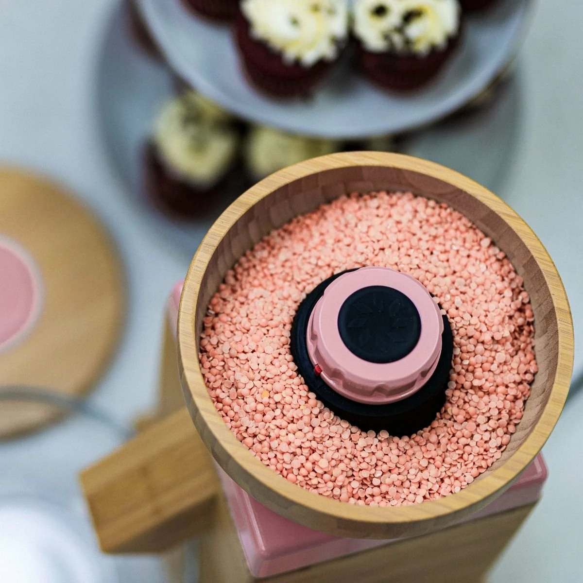 NutriMill Harvest Grain Mill | Pink + Cutting Board & Canister Bundle - Image 6