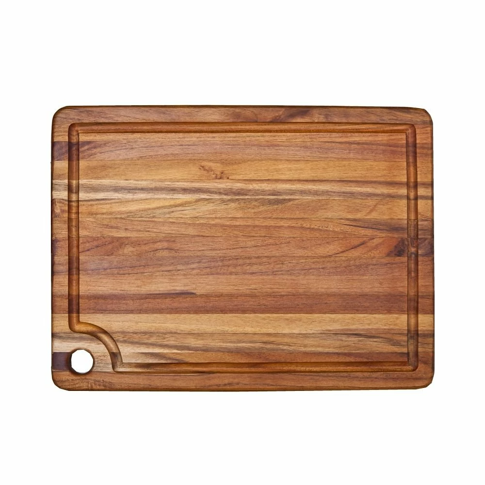 TeakHaus Edge Grain Carving Board W/Corner Hole + Juice Canal (Rectangle) | 18" X 14" X 0.75"