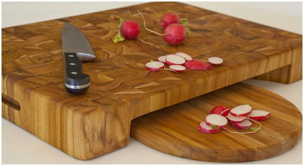 TeakHaus End Grain Butcher Block W/Hand Grip + Bowl Cut Out (Rectangle) | 20" X 14" X 2.5" - Image 3
