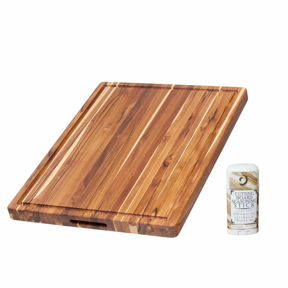TeakHaus Edge Grain Carving Board W/Hand Grip + Juice Canal (Rectangle) | 24" X 18" X 1.5" With Board Seasoning Stick - Image 2