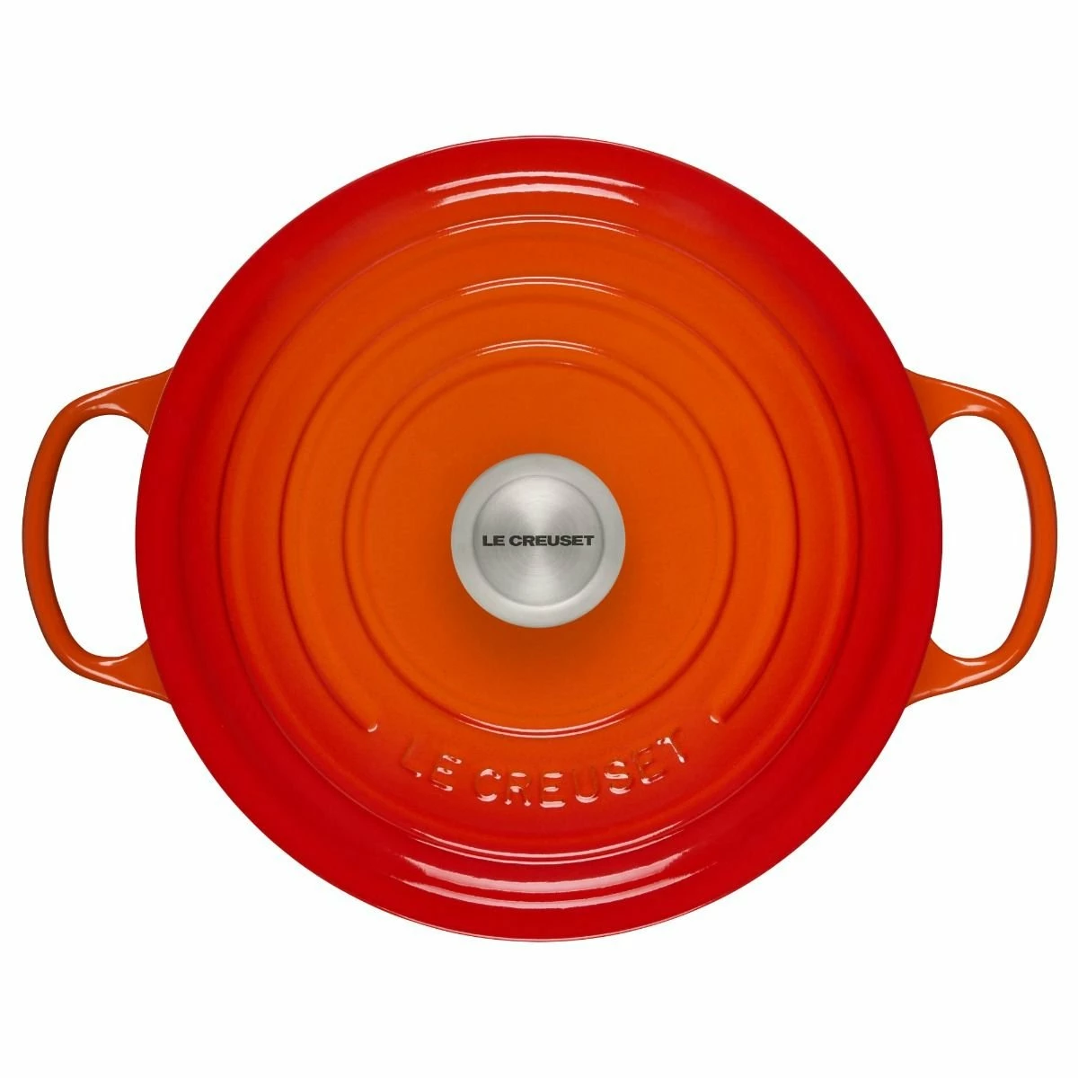 Le Creuset 5.5 Qt. Round Signature Cast Iron Dutch Oven With Stainless Steel Knob | Flame Orange - Image 2