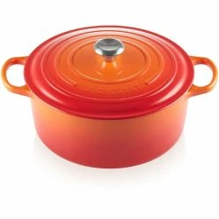 Le Creuset 7.25 Qt. Round Signature Dutch Oven With Stainless Steel Knob | Flame Orange
