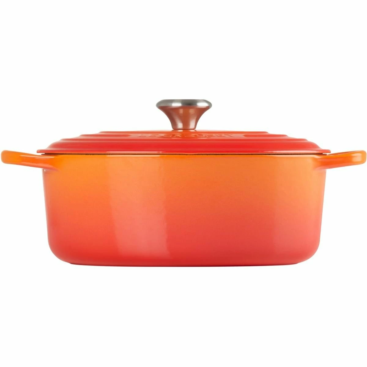 Le Creuset 5 Qt. Oval Signature Dutch Oven With Stainless Steel Knob | Flame Orange - Image 2