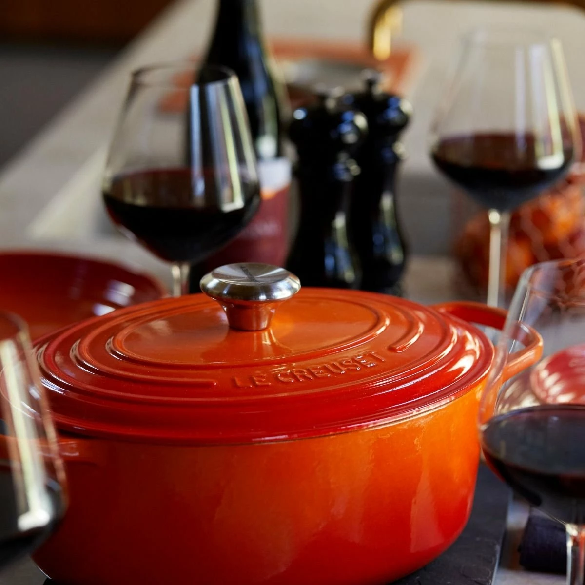 Le Creuset 5 Qt. Oval Signature Dutch Oven With Stainless Steel Knob | Flame Orange - Image 5