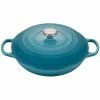 Le Creuset 3.5 Qt. Signature Enameled Cast Iron Braiser With Stainless Steel Knob | Caribbean Blue