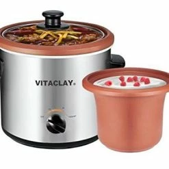 VitaClay 2-in-1 Stainless Steel Slow Cooker & Yogurt Maker & Clay Insert - 2 Qt