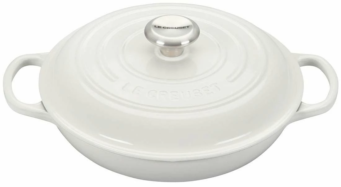 Le Creuset 2.25 Qt. Signature Enameled Cast Iron Braiser With Stainless Steel Knob | White